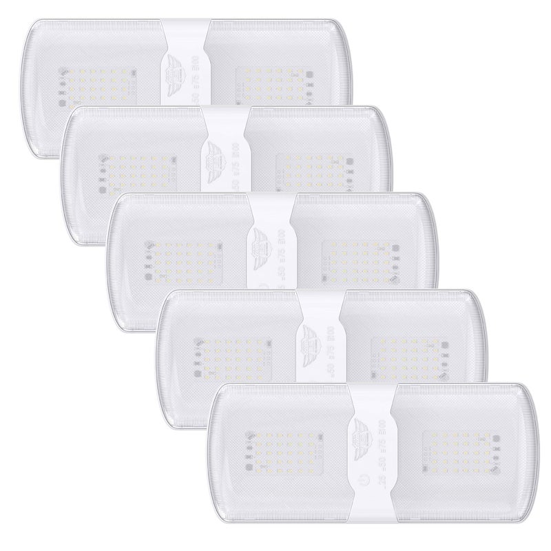 Leisure LED 5-Pack RV LED Ceiling Double Dome Light Fixture with Built in Dimmer Interior Lighting for Car/RV/Trailer/Camper/Boat 12V Natural White 4000-4500K 620 Lumen (5-Pack) - Image 1